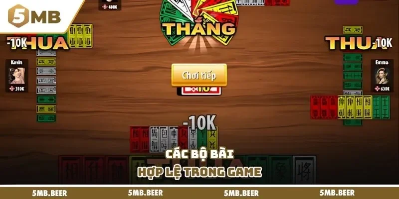 Các bộ bài hợp lệ trong game